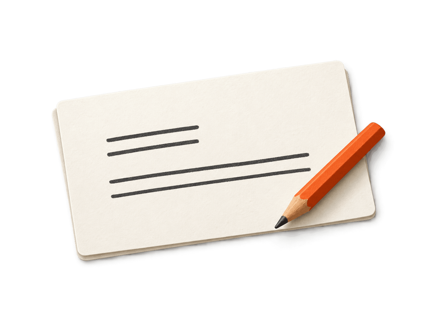 A blank note card with a few pencil lines and an orange pencil, ready for your logo details.