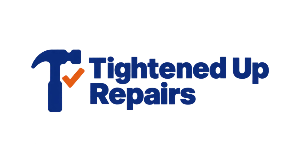 Tightened Up Repairs combination mark logo idea: The bold hammer and checkmark suggest capable repair work and a job finished with care.