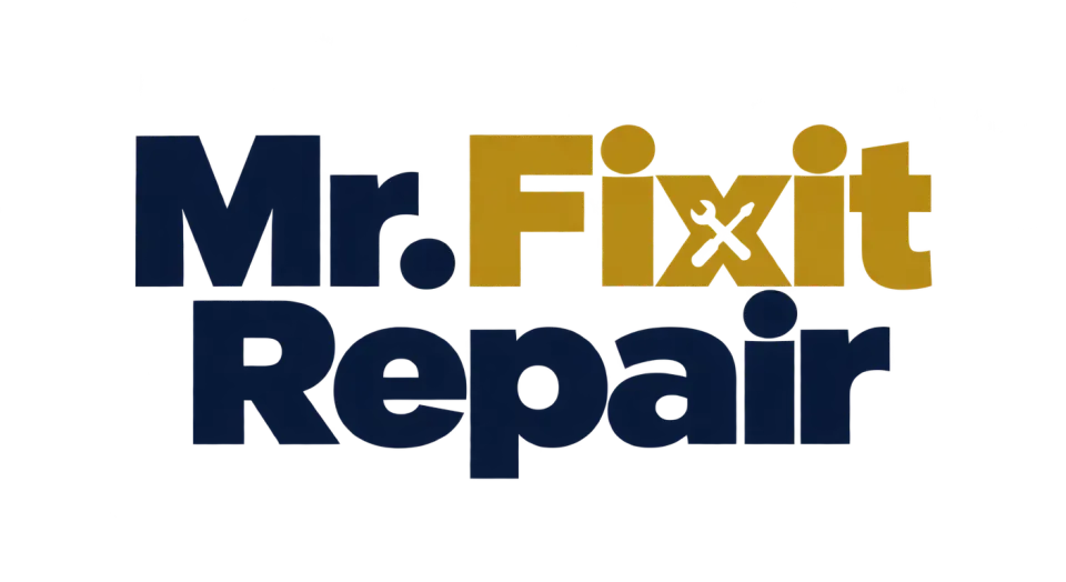 Mr. Fixit Repair wordmark logo idea: The compact two-line name is easy to read at a glance and gives Mr. Fixit Repair a practical, hardworking presence.