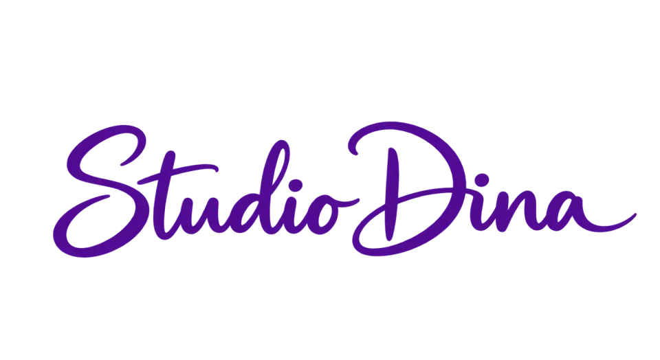 Studio Dina wordmark logo idea: A flowing handwritten treatment makes Studio Dina feel warm and individual while keeping the salon’s name easy to read.