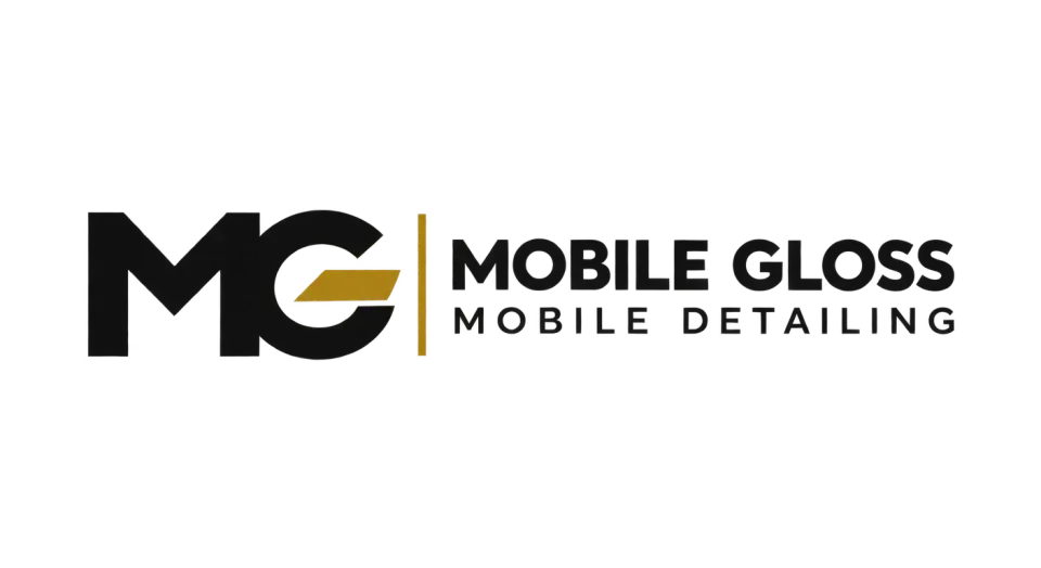Mobile Gloss Mobile Detailing lettermark logo idea: A bold MG paired with the full name makes the detailing service easy to recognize at a glance.
