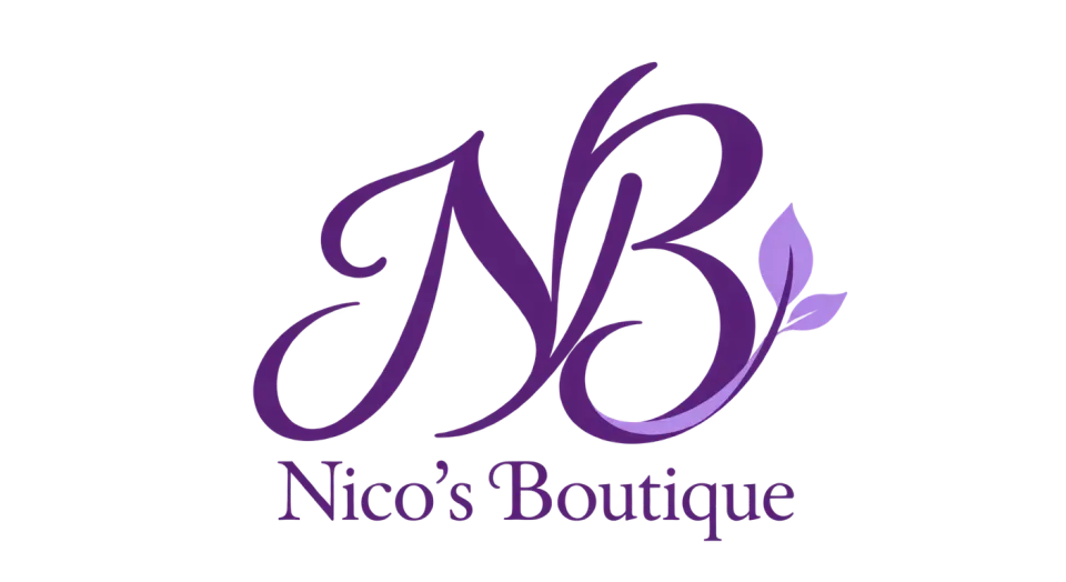 Nico's Boutique lettermark logo idea: A sweeping N that flows into the B gives Nico's Boutique a personal signature, with the full name clearly set beneath it.