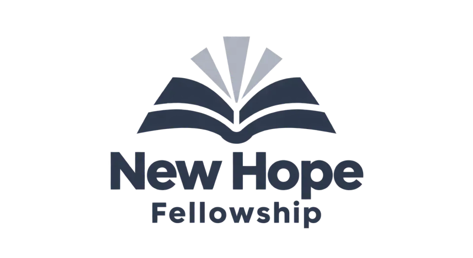 New Hope Fellowship combination mark logo idea: An open book with a small rising ray connects the church’s message with a simple image of new hope.