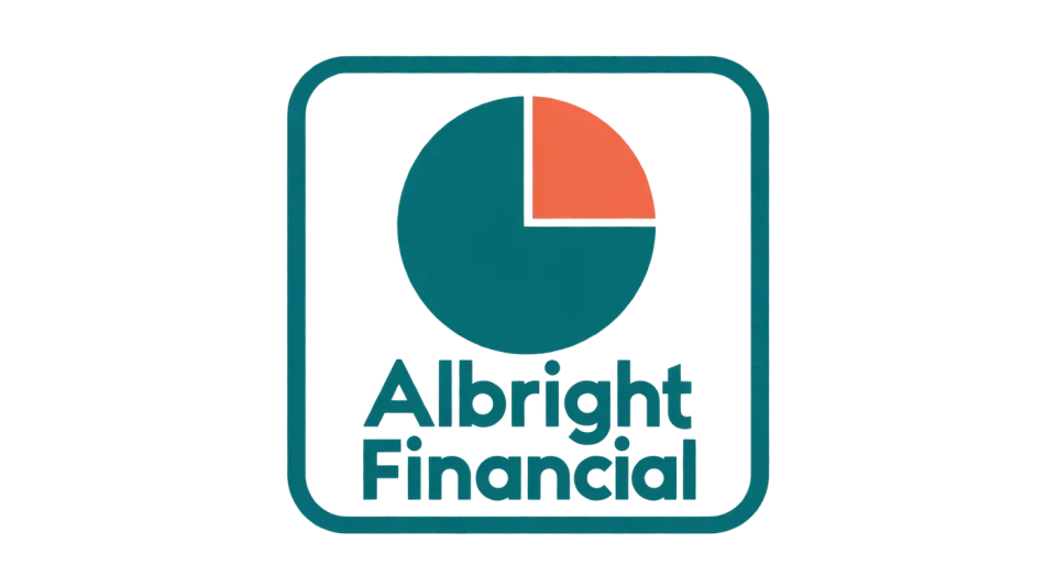 Albright Financial emblem logo idea: A central chart gives the badge an immediate accounting cue, while the firm name anchors it below.