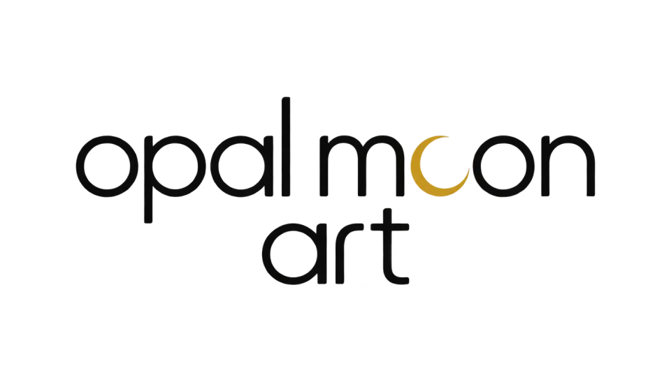Opal Moon Art wordmark logo idea: The compact two-line name gives “art” a quiet moment of emphasis while keeping the whole mark warm and easy to read.