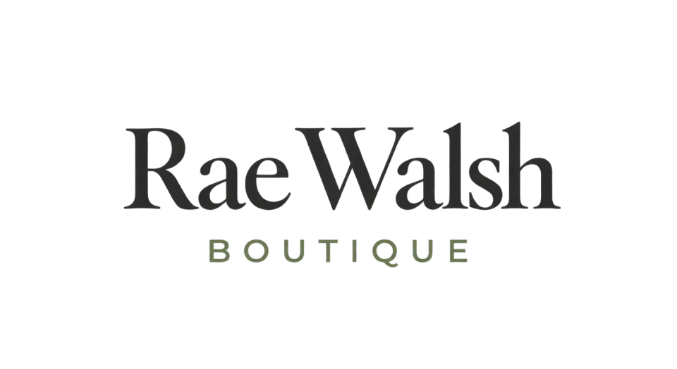 Rae Walsh Boutique wordmark logo idea: A clean two-line wordmark puts Rae Walsh Boutique’s name first and gives it a calm, polished presence.