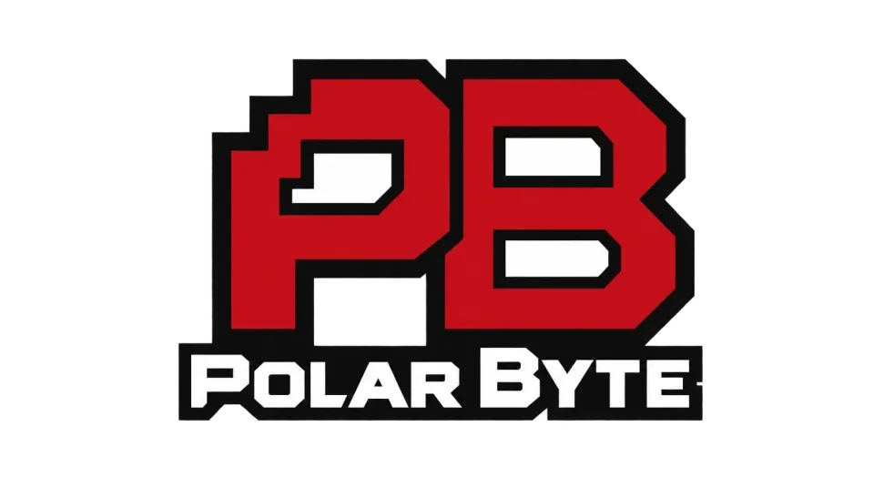 Polar Byte lettermark logo idea: Broad stepped shapes give the PB a digital edge, while its clear counters keep the initials recognizable on their own.