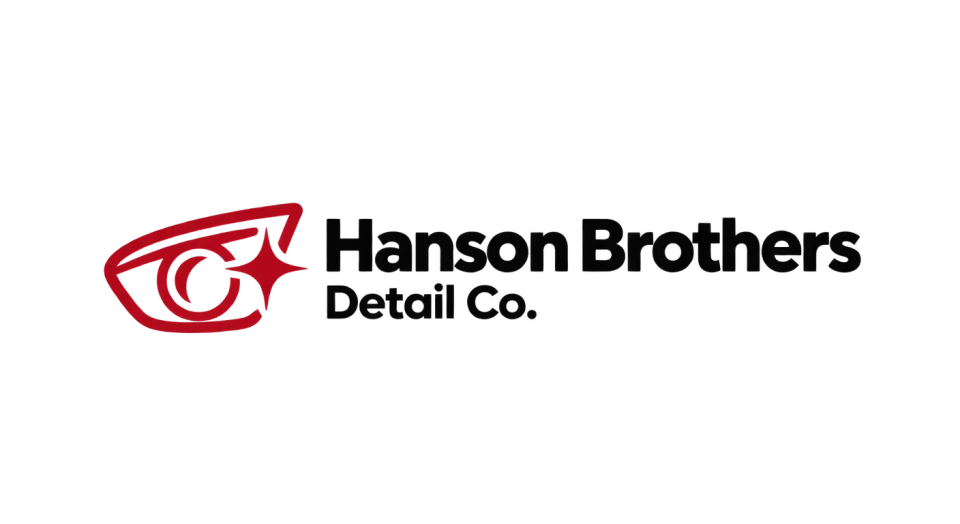 Hanson Brothers Detail Co. combination mark logo idea: A bright headlight and single sparkle make the car-care connection clear and give Hanson Brothers Detail Co. a quick, modern look.