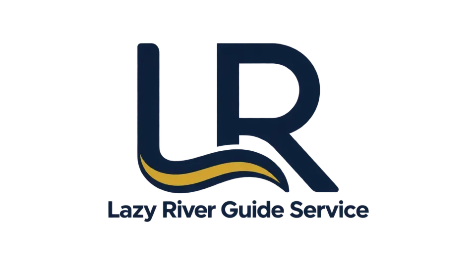 Lazy River Guide Service lettermark logo idea: A shared upright brings the L and R together in a confident, easy-to-recognize mark for the guide service.