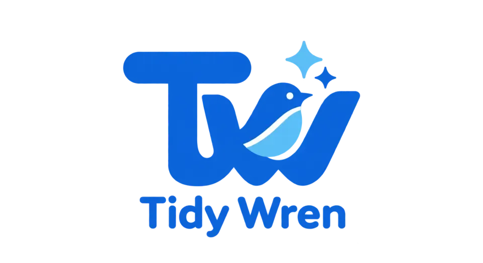 Tidy Wren lettermark logo idea: A joined T and W make a friendly little badge of identity that keeps the family-owned feel while staying clear as an app icon.