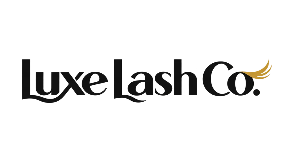 Luxe Lash Co. wordmark logo idea: A bold, lifted curve gives Luxe Lash Co. a subtle lash reference without taking attention away from the name.