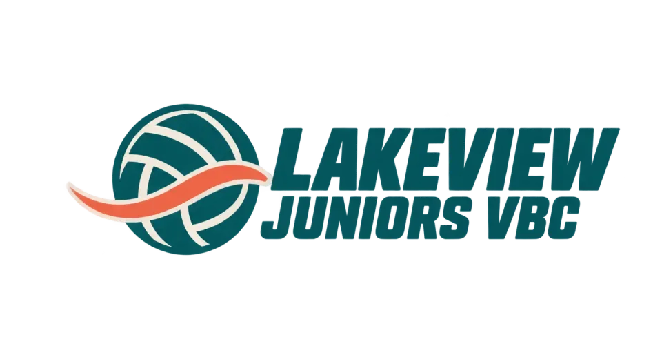 Lakeview Juniors VBC combination mark logo idea: A wave slicing across a volleyball gives Lakeview Juniors VBC a fast, focused look that feels right for a competitive club.