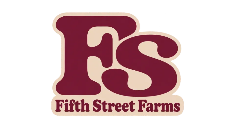 Fifth Street Farms lettermark logo idea: The rounded FS feels warm and rooted, while the full name beneath makes the family farm easy to recognize.
