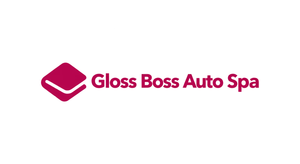 Gloss Boss Auto Spa combination mark logo idea: A neatly folded cloth makes the detailing service immediately recognizable, while the restrained layout feels professional.
