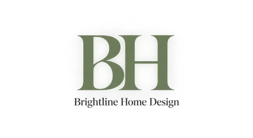 Brightline Home Design lettermark logo idea: A poised serif BH above the studio’s name gives Brightline Home Design a polished, editorial signature that also holds up as an app icon.