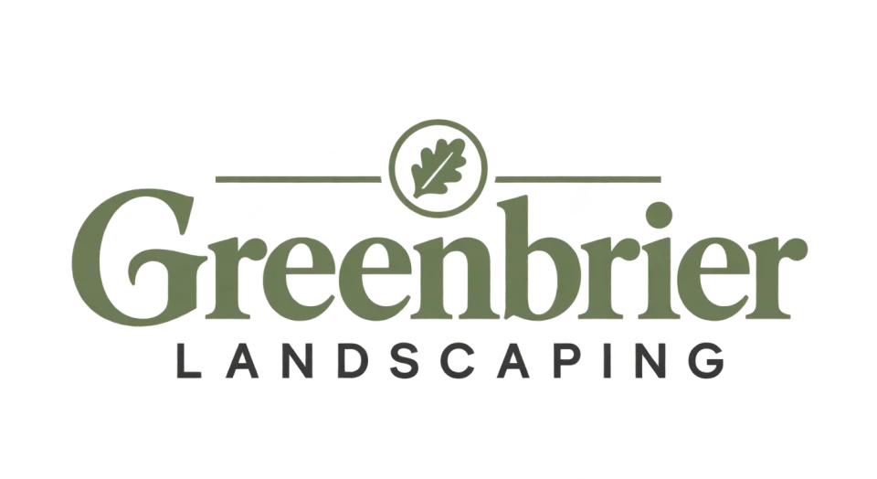 Greenbrier Landscaping wordmark logo idea: A touch of serif character gives “Greenbrier” a sense of permanence, while the simpler second word keeps the overall name modern and easy to read.