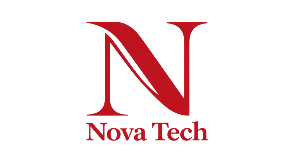 Nova Tech lettermark logo idea: The refined, open N brings a graceful touch to Nova Tech while keeping the main letter clear when used without the name.