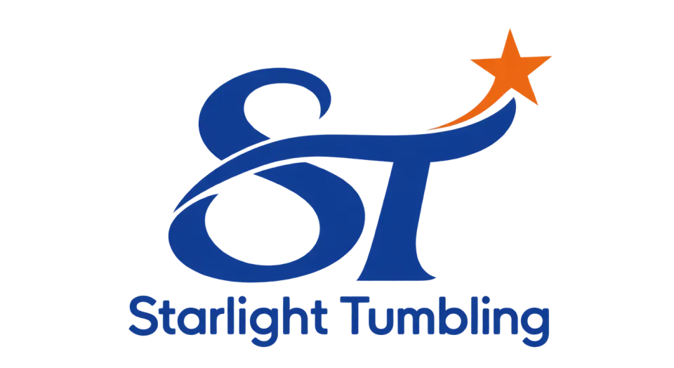 Starlight Tumbling lettermark logo idea: A flowing ST gives Starlight Tumbling a graceful gymnastics feel while keeping the initials clear enough to stand alone.