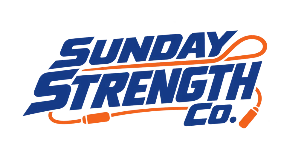 Sunday Strength Co. wordmark logo idea: The forward-leaning lettering gives Sunday Strength Co. the spirited look of a training team while keeping the full name easy to read.