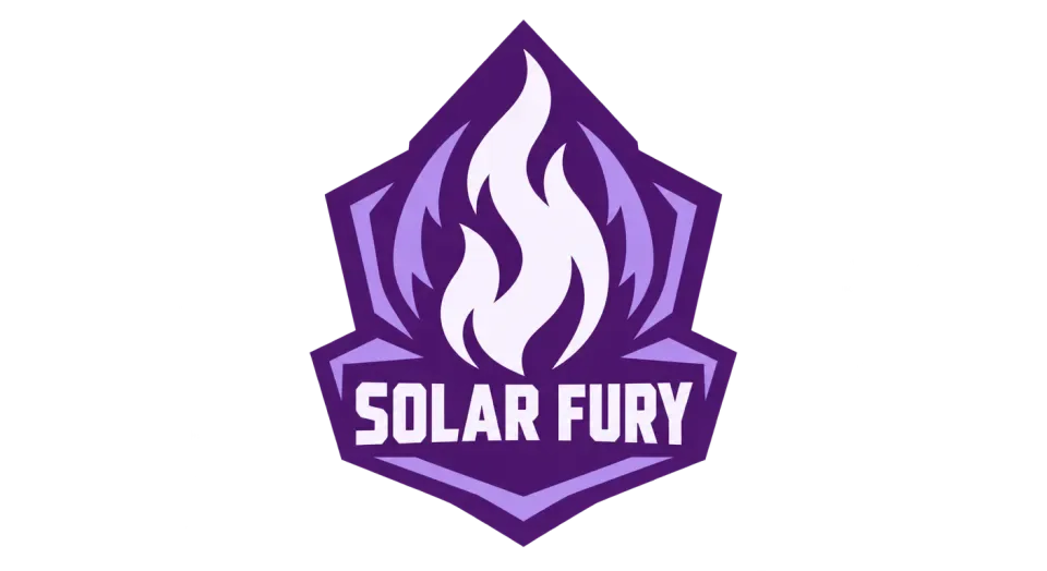 Solar Fury emblem logo idea: A single rising flame gives Solar Fury a direct, high-energy symbol that reads clearly inside a team crest.