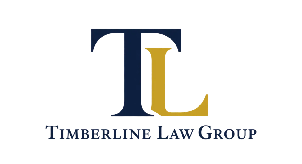 Timberline Law Group lettermark logo idea: An airy TL monogram and a quiet line of type give Timberline Law Group a refined look without crowding the standalone mark.