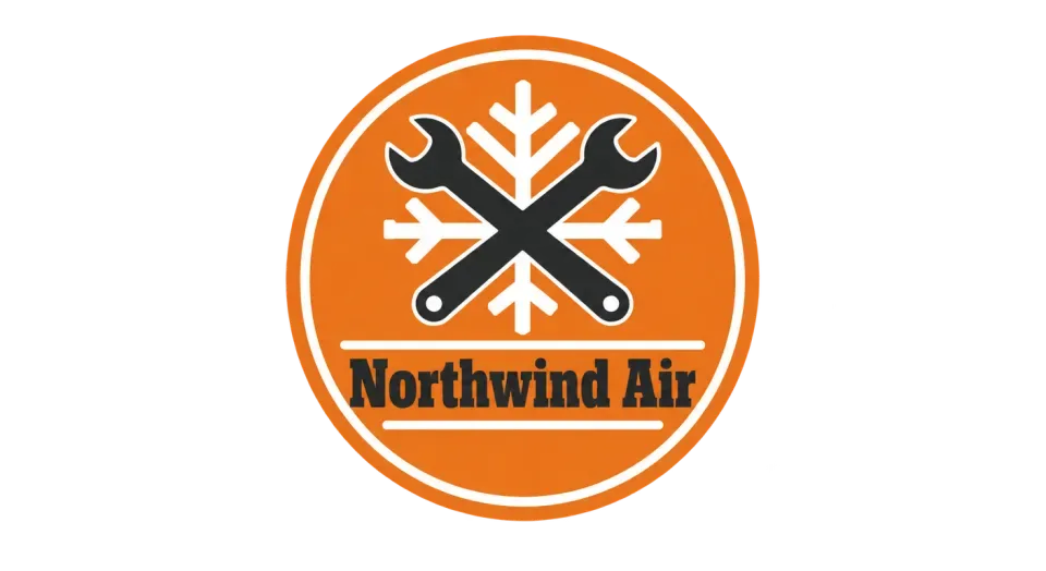 Northwind Air combination mark logo idea: A tidy service-badge layout gives Northwind Air a familiar vintage look while keeping its name and trade easy to spot.