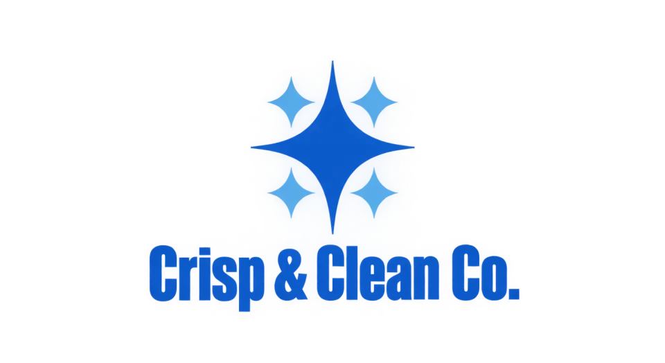 Crisp & Clean Co. combination mark logo idea: A bold four-point sparkle above the name gives Crisp & Clean Co. a clear, confident look that’s easy to recognize at a glance.