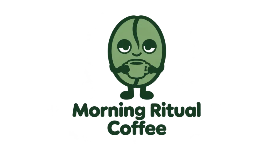 Morning Ritual Coffee mascot logo idea: A drowsy little bean clutching its first mug gives Morning Ritual Coffee a warm, easy-to-recognize face.