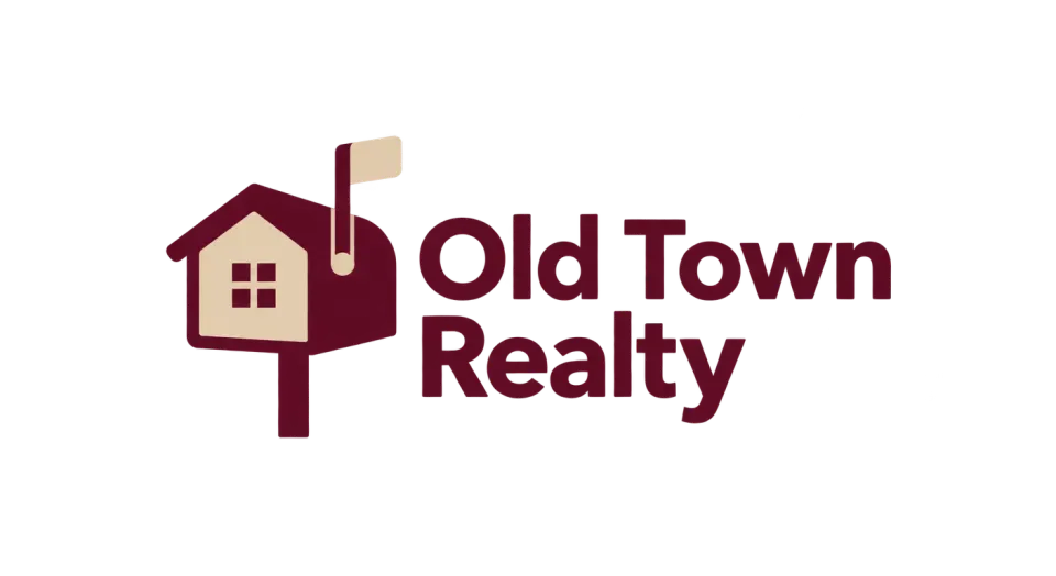 Old Town Realty combination mark logo idea: The familiar mailbox gives the name a friendly neighborhood touch while keeping the mark crisp and easy to recognize.