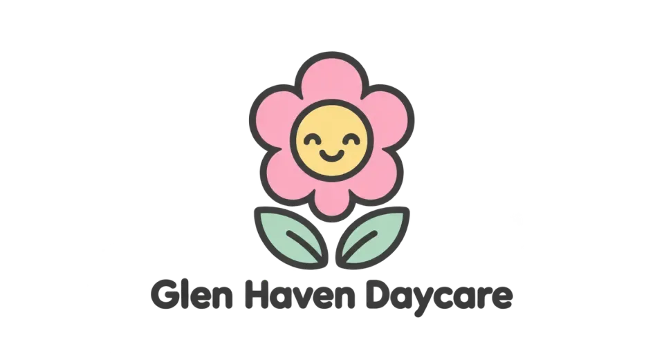 Glen Haven Daycare mascot logo idea: A cheerful flower mascot makes the daycare’s name feel approachable while keeping the mark easy to recognize.