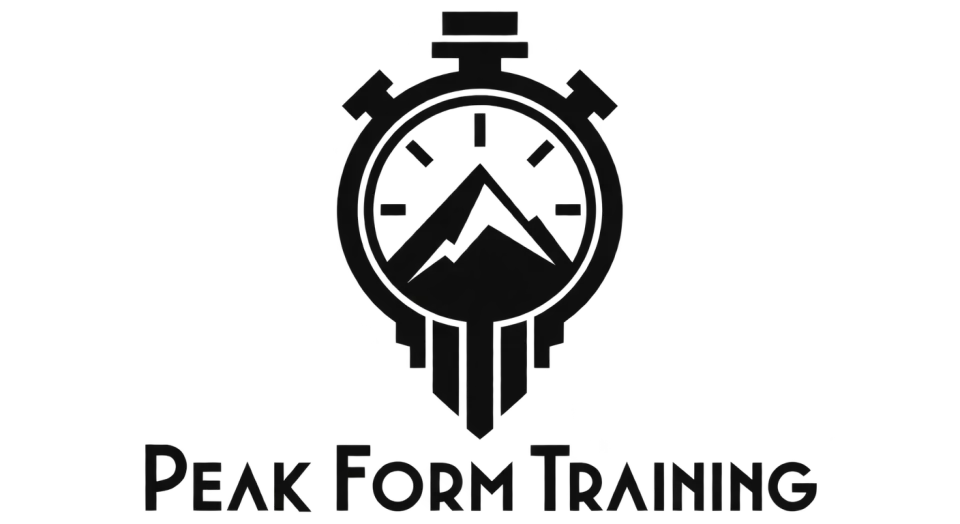 Peak Form Training combination mark logo idea: A peak revealed inside the timer face makes the connection between training and progress easy to see.
