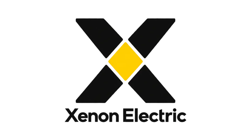 Xenon Electric lettermark logo idea: The yellow center makes the bold black X distinctive while keeping the complete mark simple enough to recognize at app-icon size.