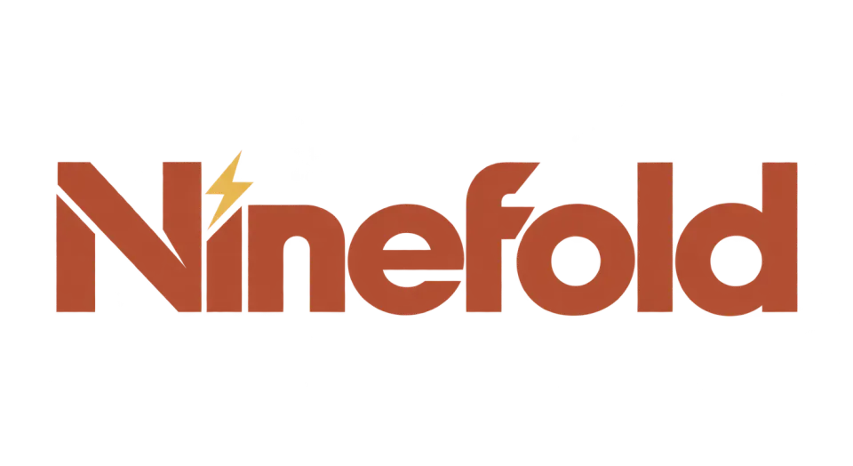 Ninefold wordmark logo idea: Open counters and deliberate spacing make Ninefold feel substantial and refined while staying easy to read at a glance.