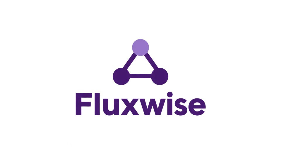 Fluxwise combination mark logo idea: A small triangular branch suggests connected ideas and tools, giving Fluxwise a compact icon that pairs naturally with its name.