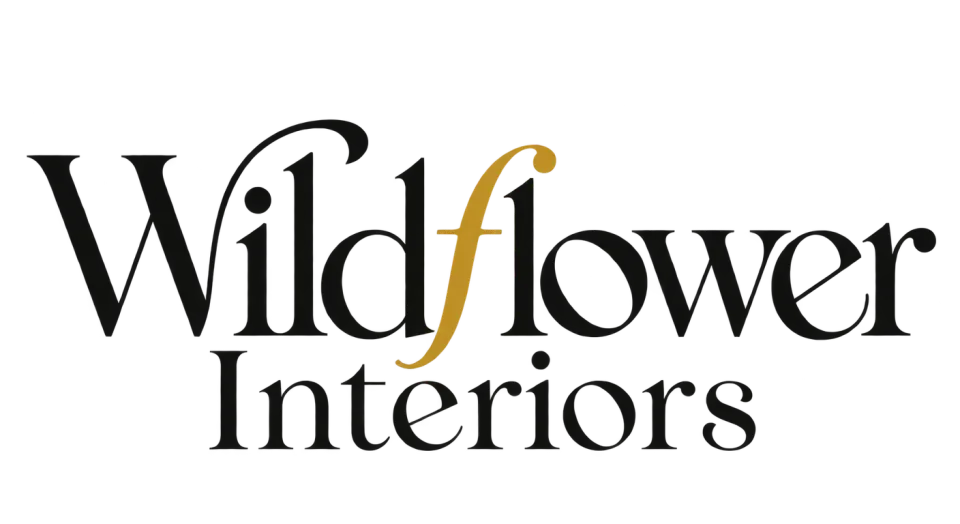 Wildflower Interiors wordmark logo idea: Expressive letter shapes give the studio name an artistic character while keeping the design strictly typographic.