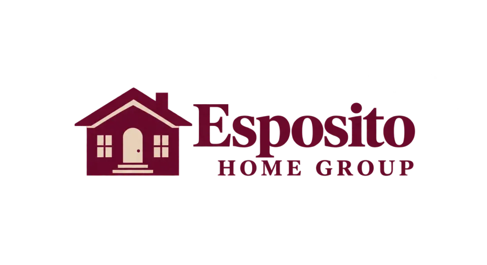 Esposito Home Group combination mark logo idea: A straightforward house facade gives the name a rooted, long-established feel, while its rising profile points gently toward what comes next.