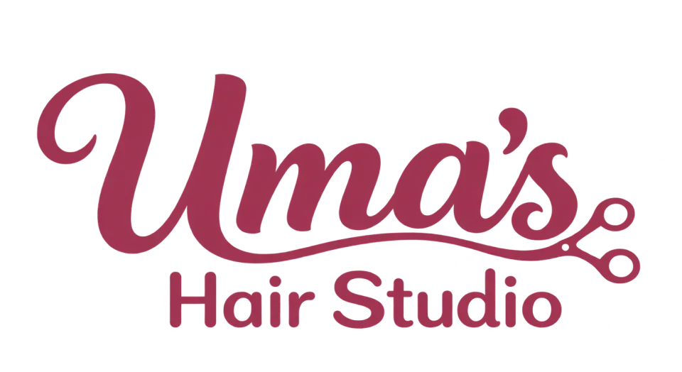 Uma's Hair Studio wordmark logo idea: The soft curves make Uma's Hair Studio feel approachable while keeping the full name easy to read.