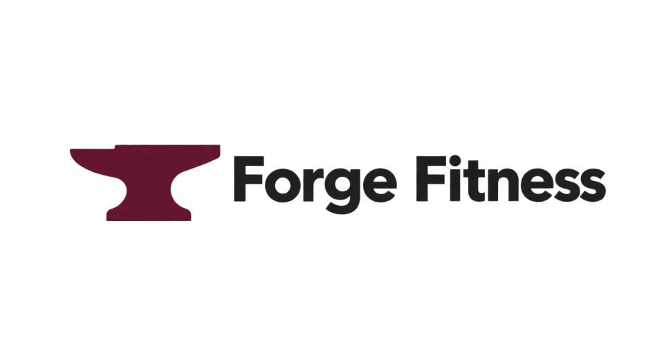 Forge Fitness combination mark logo idea: A simple anvil paired with the name connects the idea of forging strength to the everyday work of training.