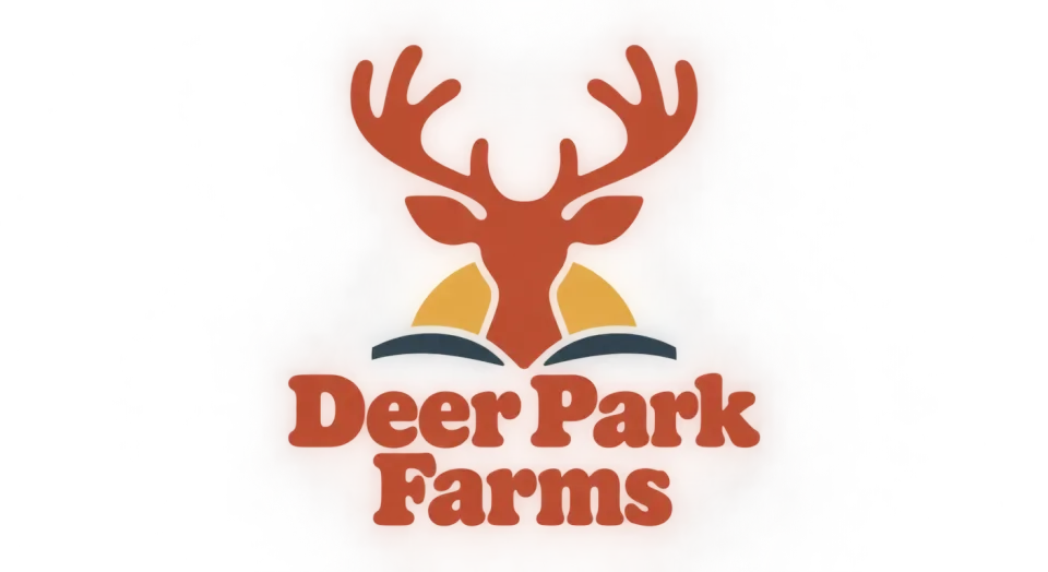 Deer Park Farms combination mark logo idea: A simple deer nods to the name while the bold, friendly lettering keeps the ranch feel approachable.