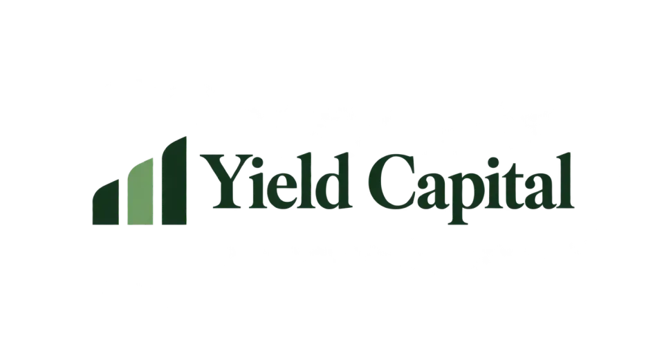 Yield Capital combination mark logo idea: The measured rise of the icon gives Yield Capital a quiet reference to financial progress, balanced by editorial lettering.