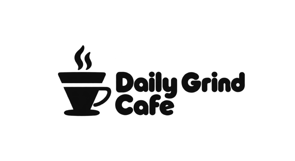 Daily Grind Cafe combination mark logo idea: A simple pour-over and friendly rounded lettering make Daily Grind Cafe feel like a warm, easygoing place to stop for coffee.
