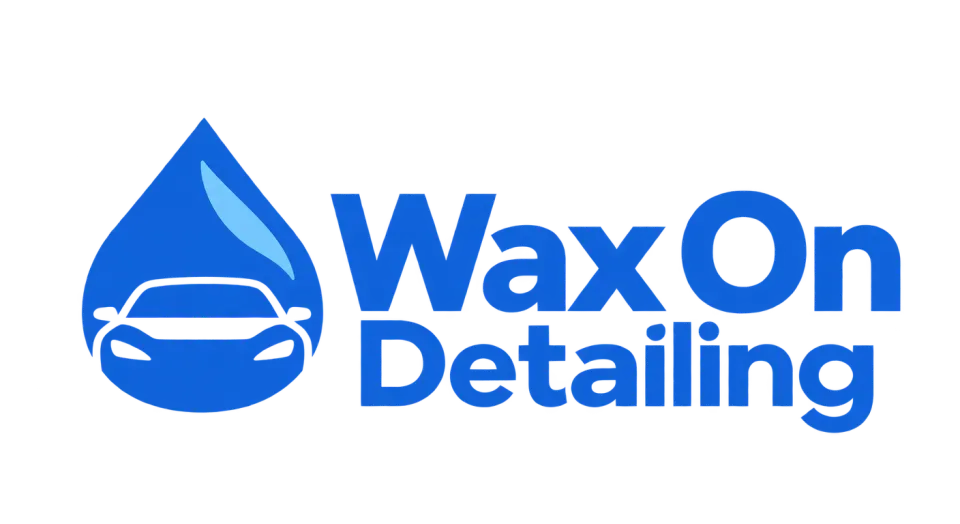 Wax On Detailing combination mark logo idea: A wax drop that flows into a car hood links the name to the care and shine of detailing.