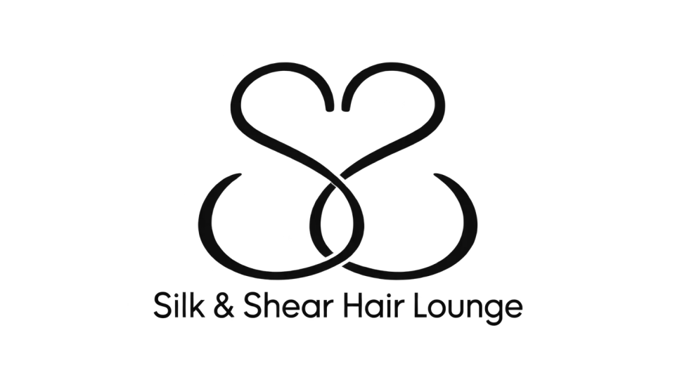 Silk & Shear Hair Lounge lettermark logo idea: The mirrored S letters bring a subtle shears-like rhythm to the initials while keeping the mark focused on the salon’s name.