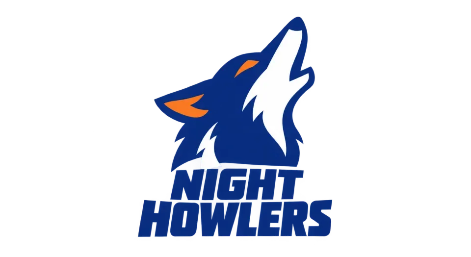 Night Howlers mascot logo idea: A coyote lifting its muzzle to howl gives Night Howlers a direct, easy-to-recognize mascot.