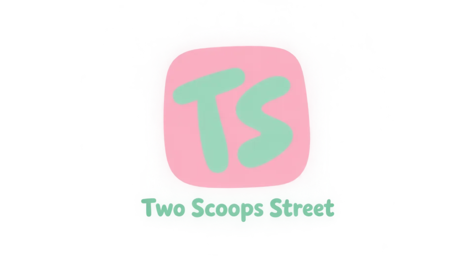 Two Scoops Street lettermark logo idea: The tilted initials bring a little street-side spontaneity to the mark, while the neat name underneath keeps it readable.