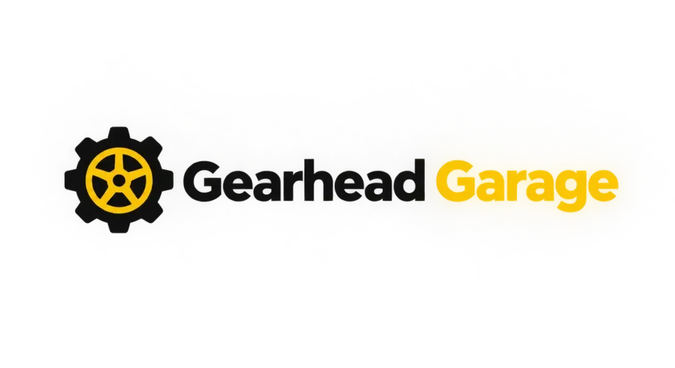 Gearhead Garage combination mark logo idea: A gear wrapped around a wheel connects the name’s mechanical feel with the shop’s automotive work.