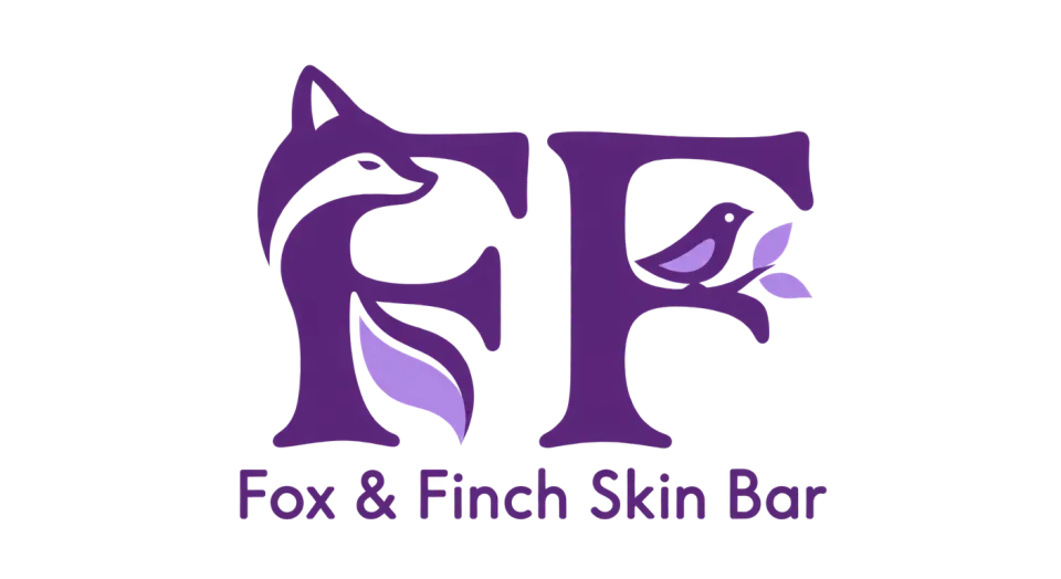 Fox & Finch Skin Bar lettermark logo idea: Two softly drawn F’s give Fox & Finch Skin Bar a welcoming signature, with the full name neatly tucked underneath.