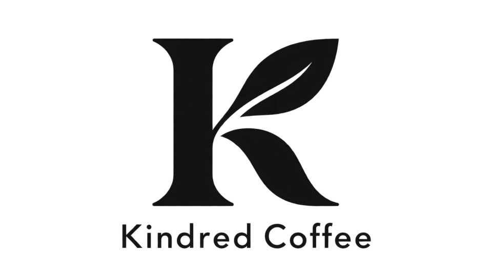 Kindred Coffee lettermark logo idea: The open, leaf-like K brings a gentle natural cue to the shop’s name without adding a separate symbol.