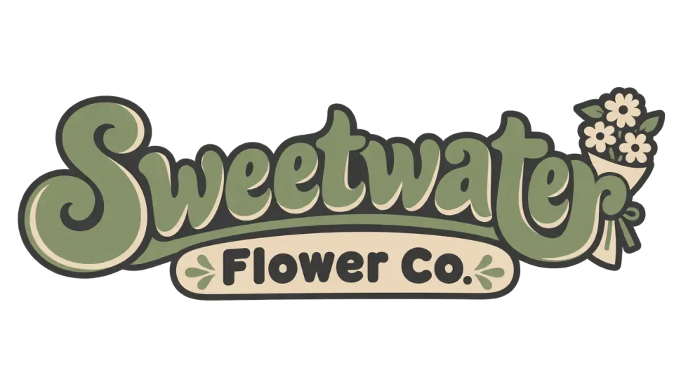 Sweetwater Flower Co. wordmark logo idea: The broad, friendly lettering feels like a vintage flower-shop sign, with the smaller line making the full name clear.