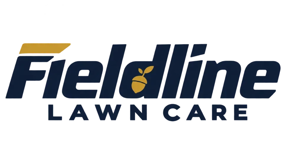Fieldline Lawn Care wordmark logo idea: The strong first line makes the name easy to spot, while the smaller second line makes the service clear.